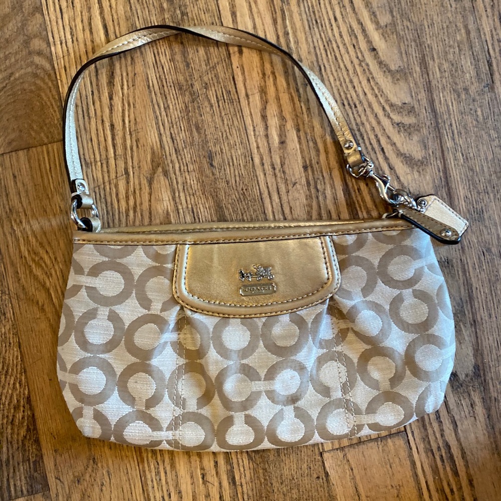 Cream and Gold Coach wristlet